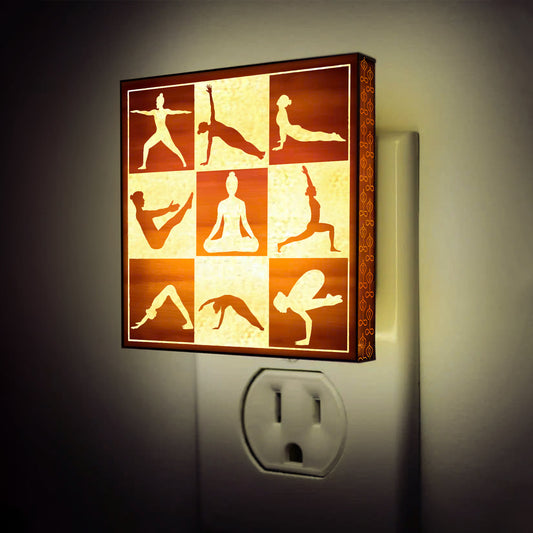 Yoga Mode, Engraved Wooden LED Night Light - NLYG0004