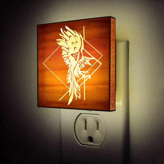 Viking Raven Engraved Wooden LED Night Light - NLVK0004