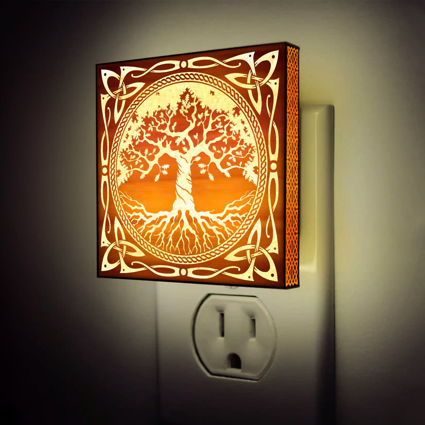 Yggdrasil Engraved Wooden LED Night Light - NLVK0012