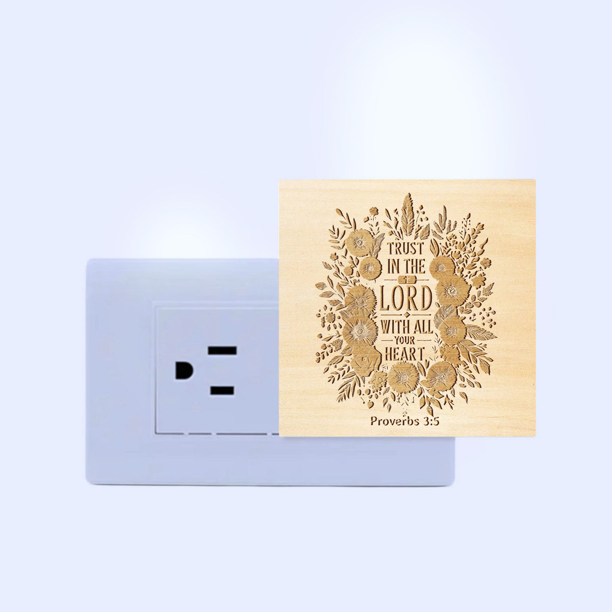 Trust in the Lord with All Your Heart, Engraved Wooden LED Night Light - NLG0003