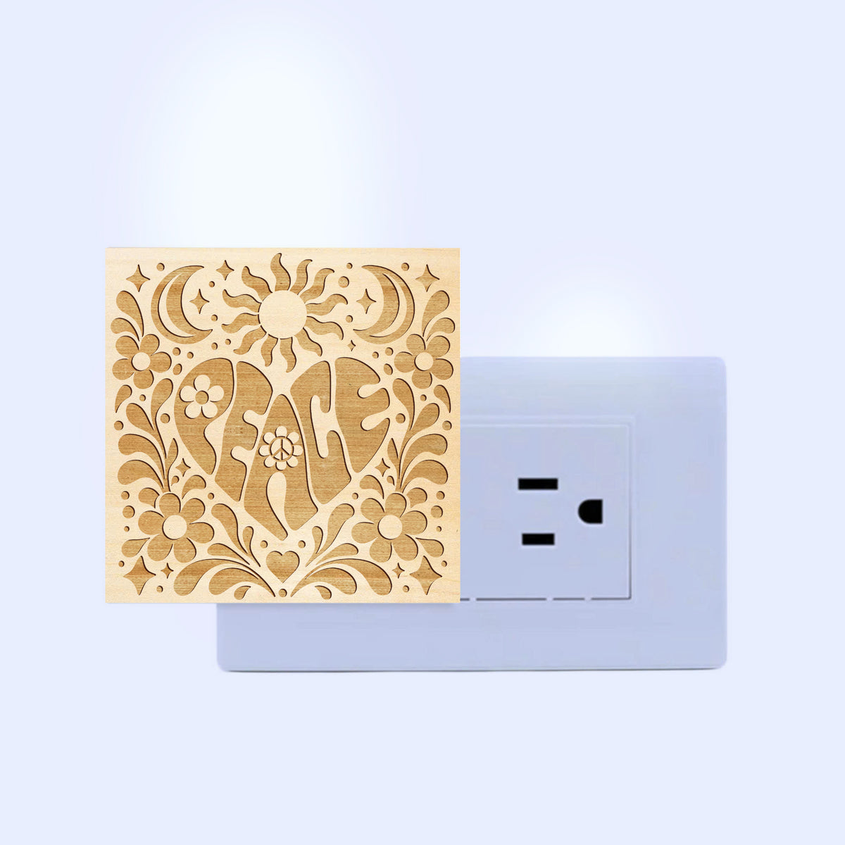 PEACE, Artistic Engraved Wooden LED Night Light, PH0015