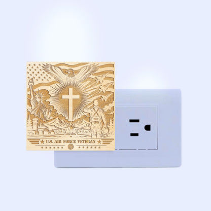 Air Force Veteran | Special Edition | Artistic Engraved Wooden LED Night Light, NLV0035