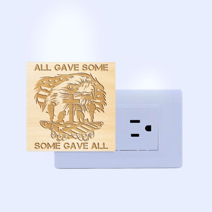 All Gave Some - Some Gave All Engraved Wooden LED Night Light, NLV0003