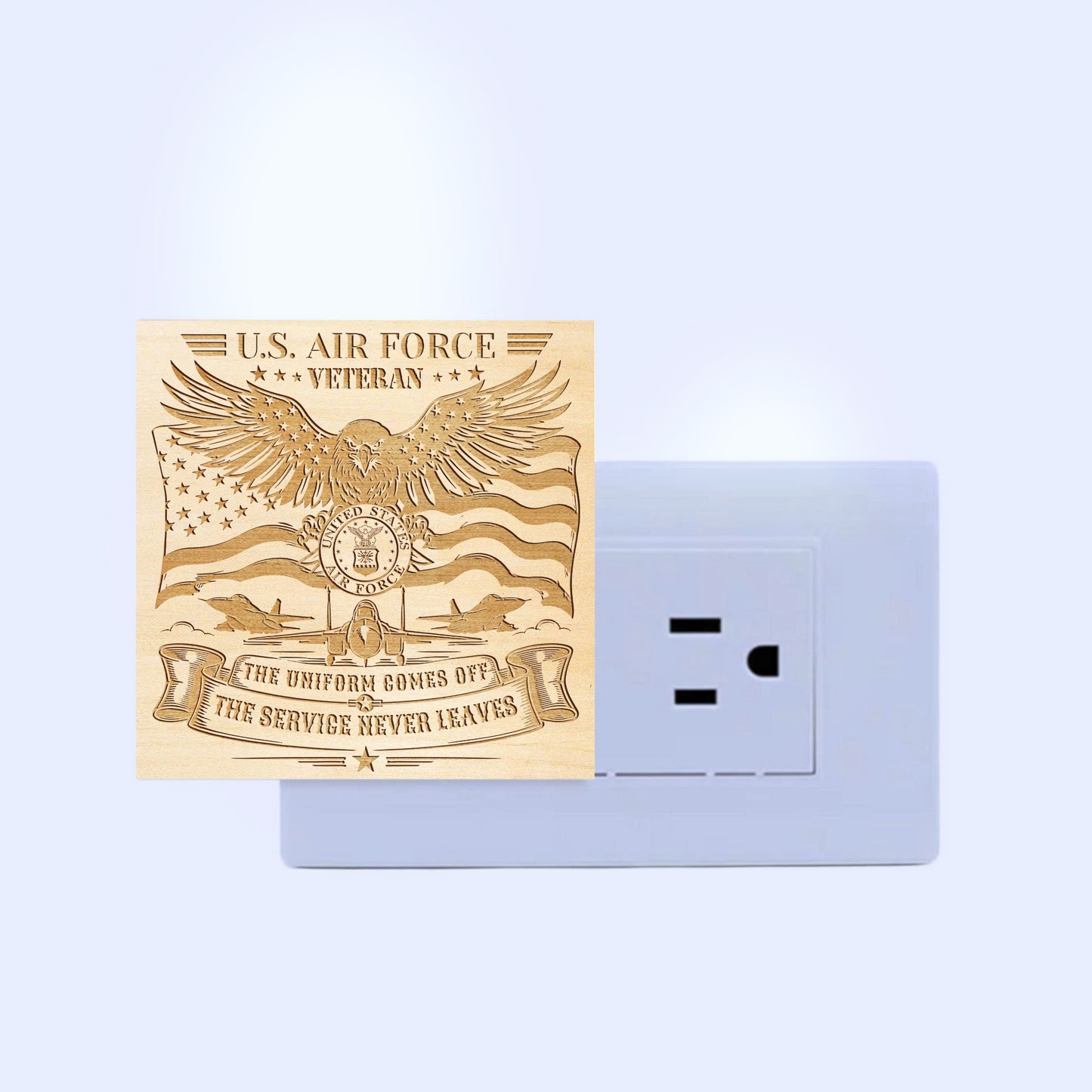 Air Force Veteran | The Uniform Comes Off - The Service Never Leaves | Artistic Engraved Wooden LED Night Light, NLV0033