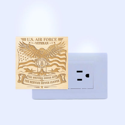 Air Force Veteran | The Uniform Comes Off - The Service Never Leaves | Artistic Engraved Wooden LED Night Light, NLV0033