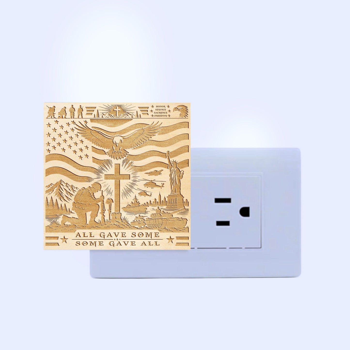 All Gave Some - Some Gave All | Artistic Engraved Wooden LED Night Light, NLV0036A