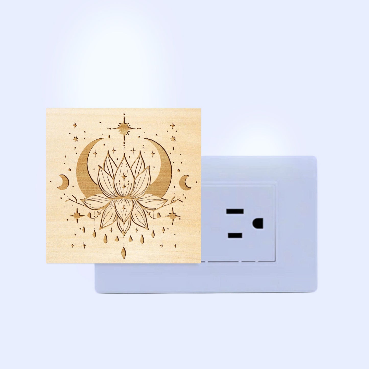 Celestial Lotus Yoga Lover Engraved Wooden LED Night Light - NLYG0007