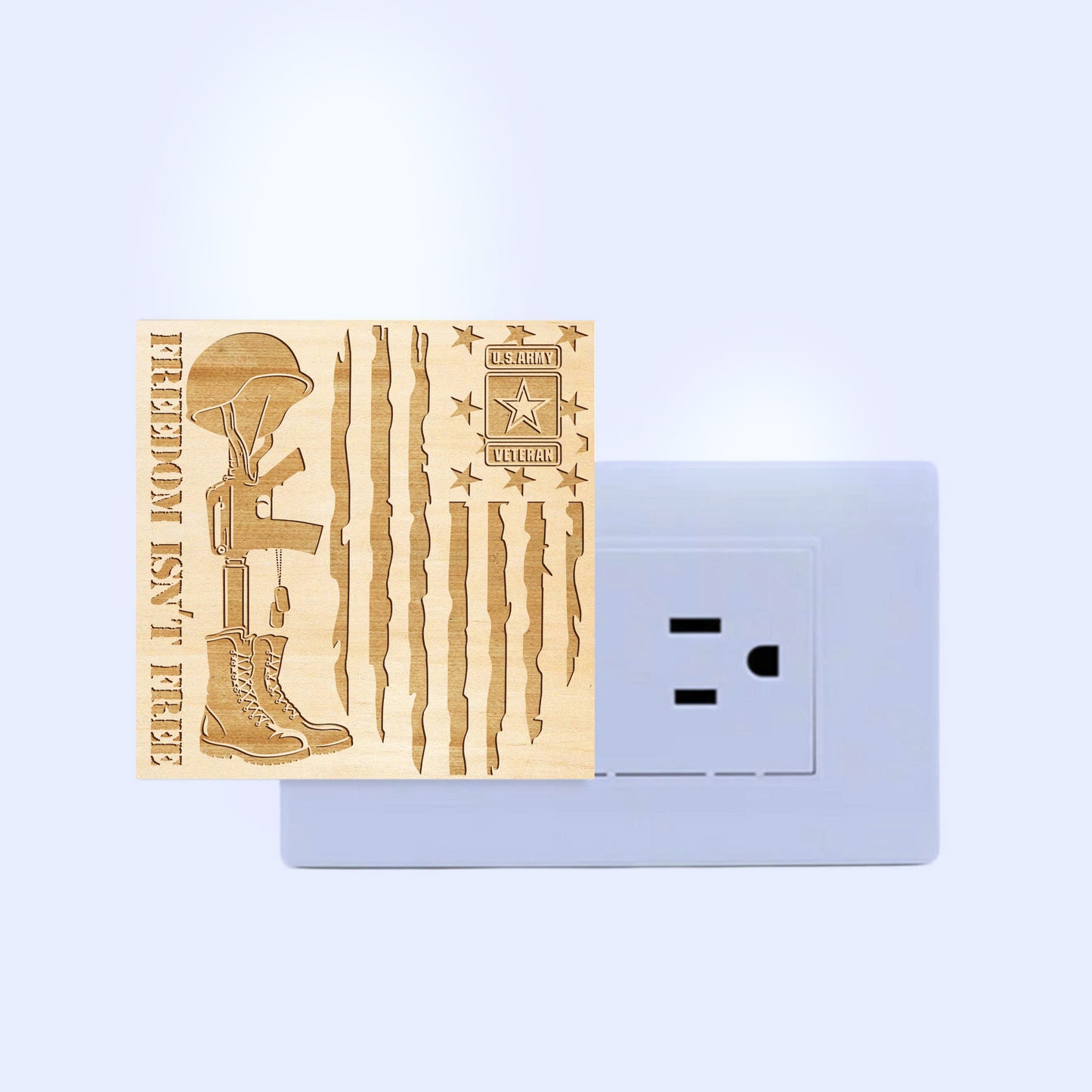 Army Veteran | Freedom Isn't Free | Artistic Engraved Wooden LED Night Light, NLV0032