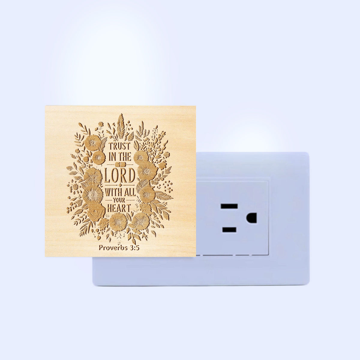 Trust in the Lord with All Your Heart, Engraved Wooden LED Night Light - NLG0003