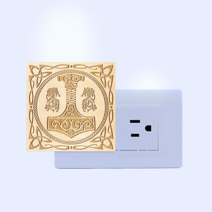 The Legendary Mjölnir Engraved Wooden LED Night Light - NLVK0019