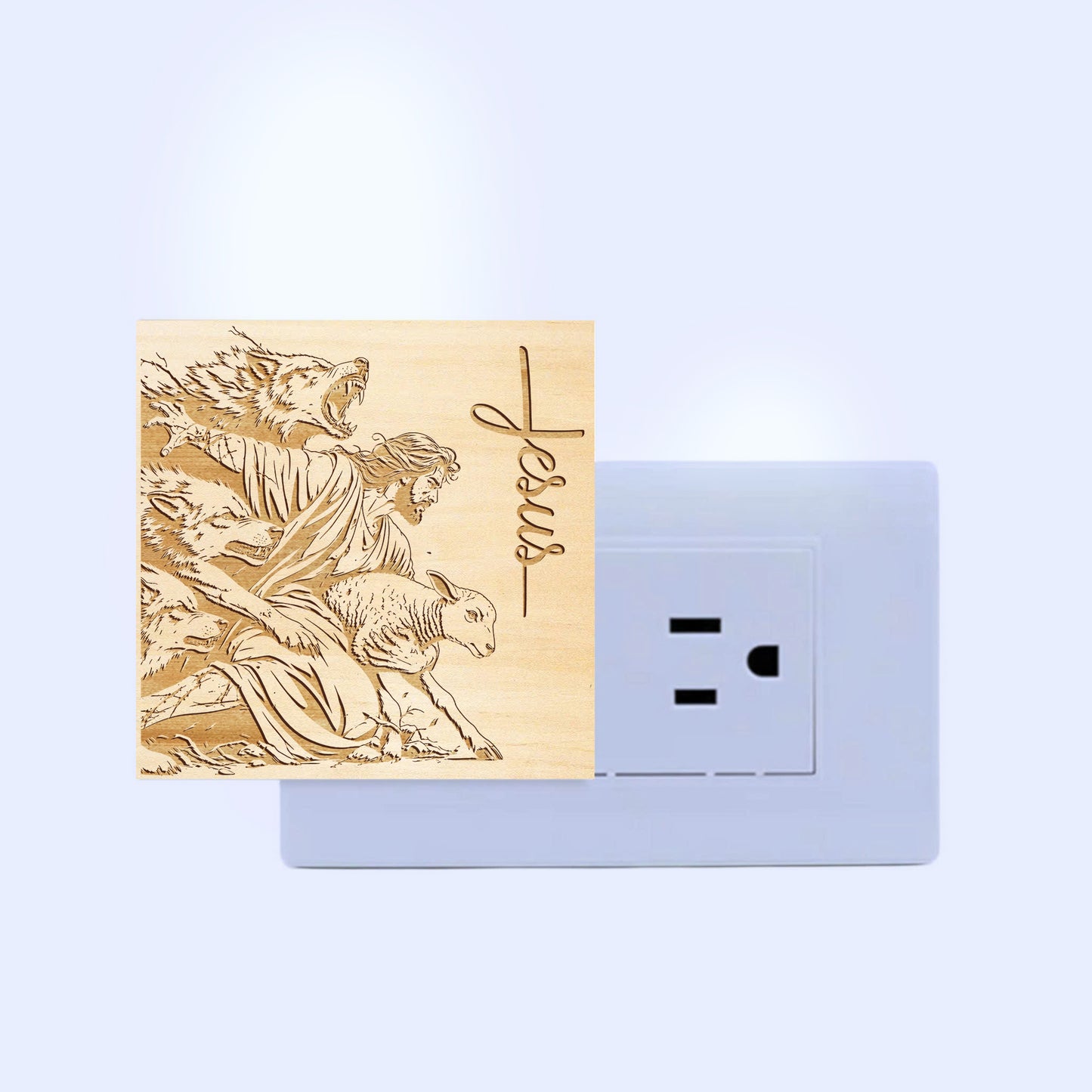 The Good Shepherd Engraved Wooden LED Night Light - NLG0008