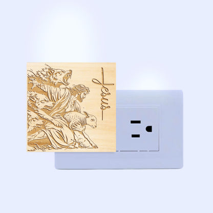The Good Shepherd Engraved Wooden LED Night Light - NLG0008