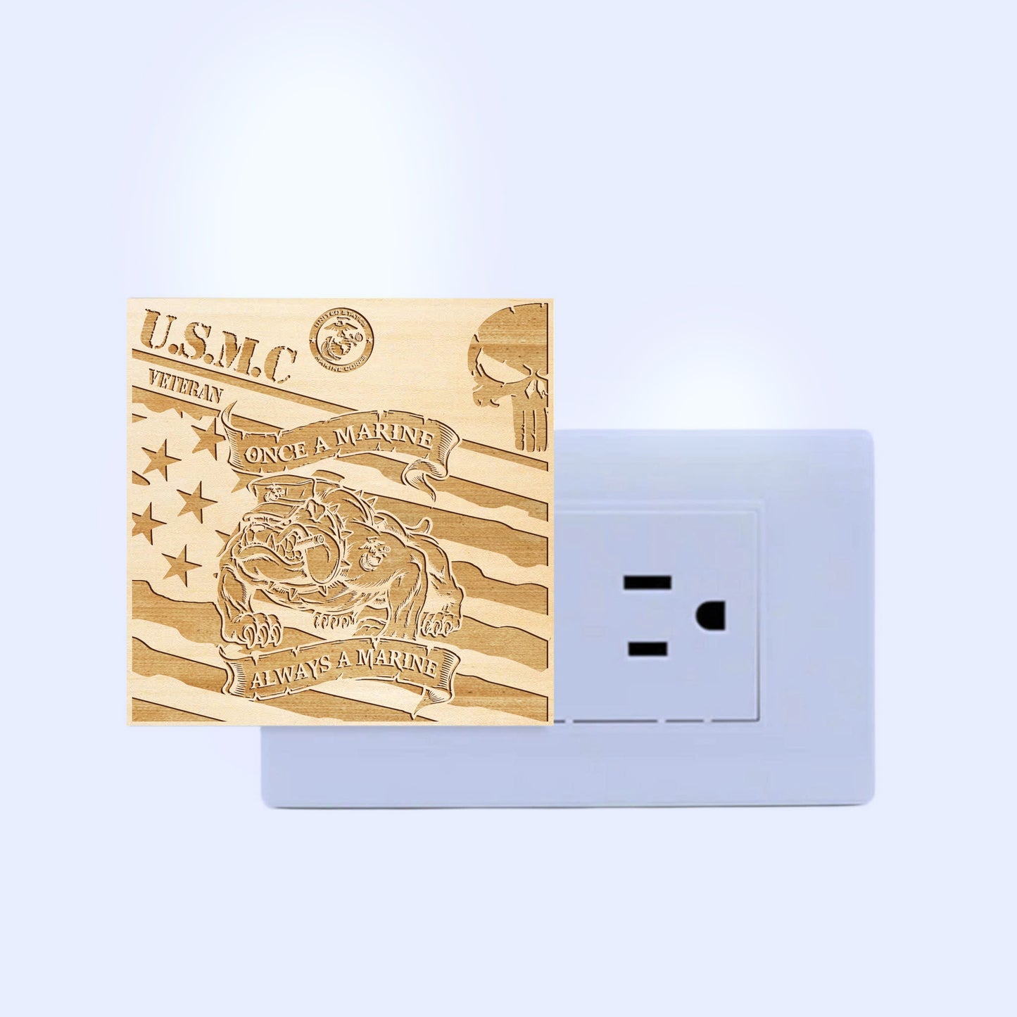 Marine Veteran | Once a Marine - Always a Marine | Artistic Engraved Wooden LED Night Light, NLV0030