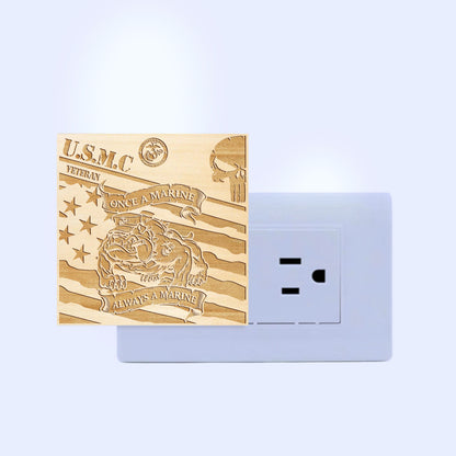 Marine Veteran | Once a Marine - Always a Marine | Artistic Engraved Wooden LED Night Light, NLV0030