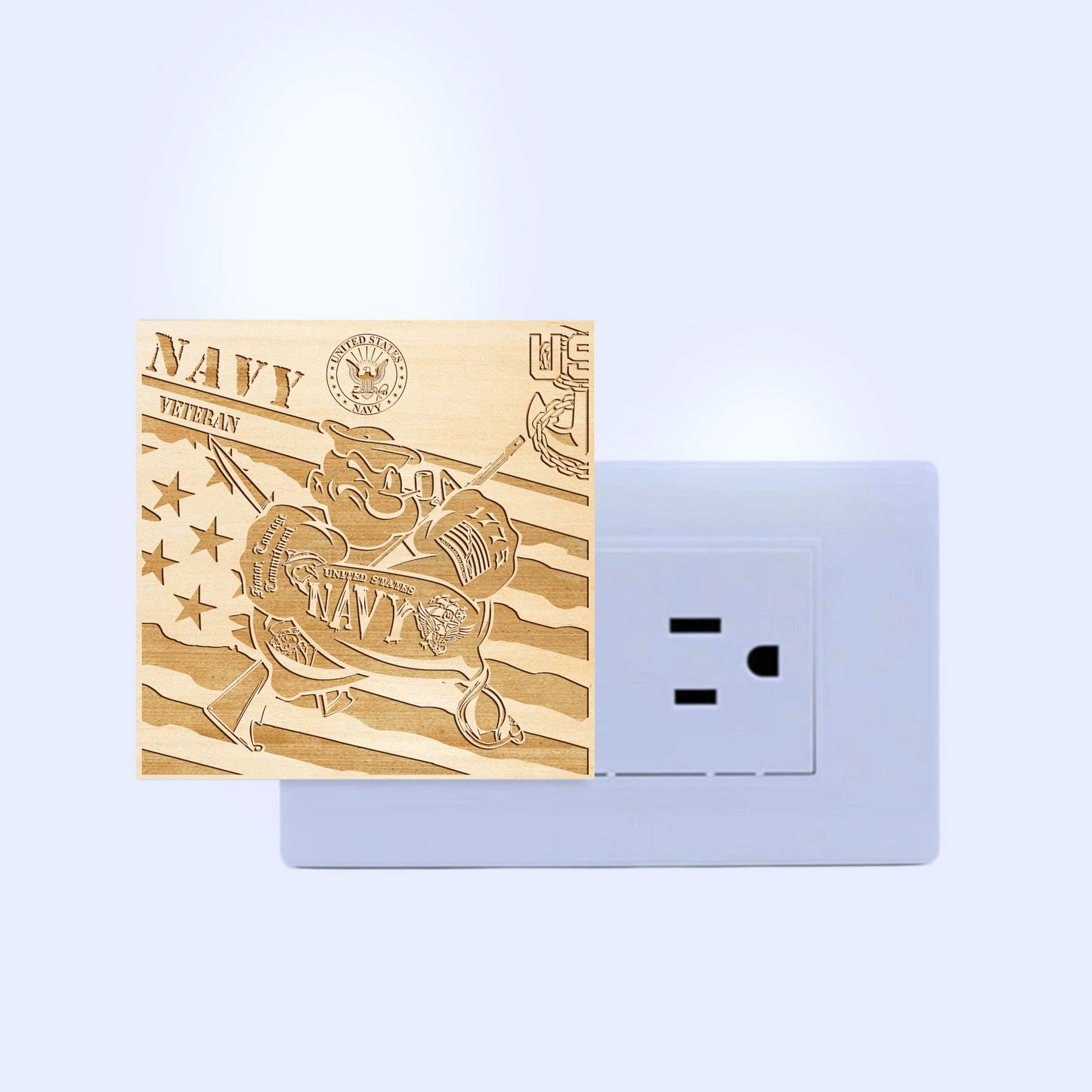 Navy Veteran | Special Edition | Artistic Engraved Wooden LED Night Light, NLV0028