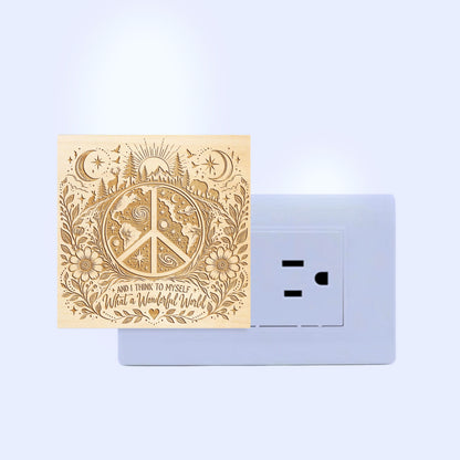 And I Think to Myself What a Wonderful World, Artistic Engraved Wooden LED Night Light, PH0014