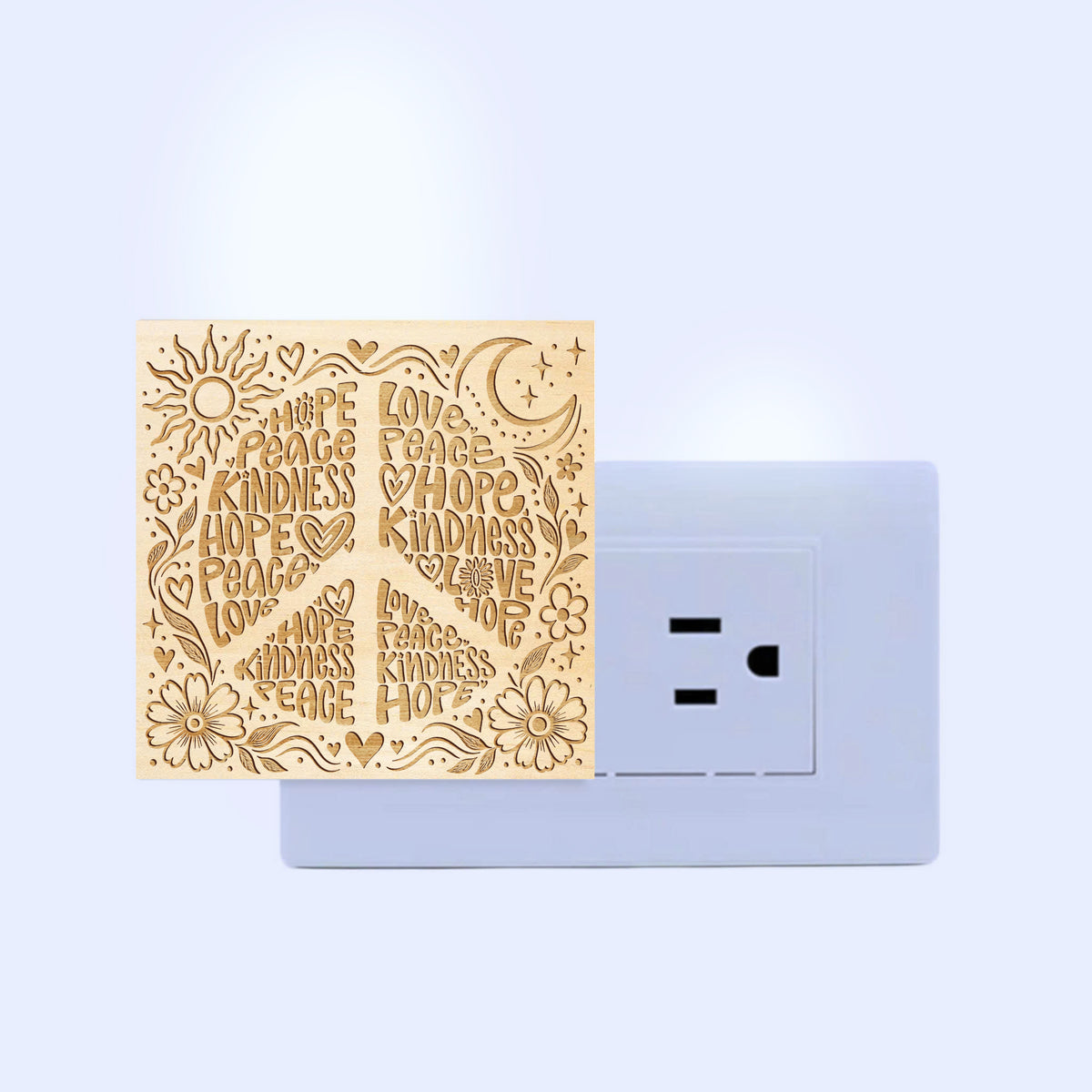 HOPE • PEACE • LOVE • KINDNESS – Hippie Wooden Night Light, PH0020