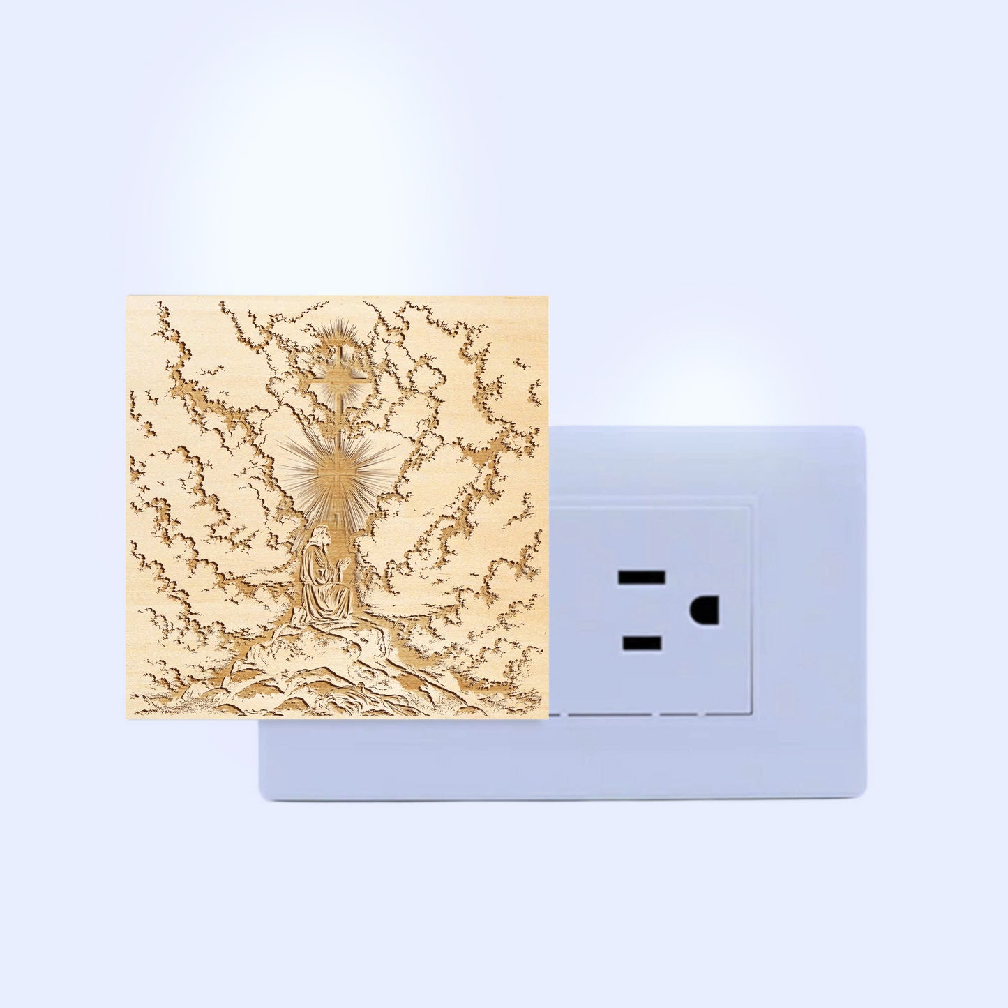 Jesus in Prayer Artisan Engraved Wooden LED Night Light - NLG0015