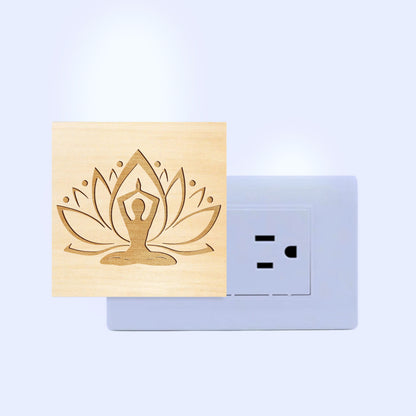 Lotus Peace Yoga Lover Engraved Wooden LED Night Light - NLYG0006