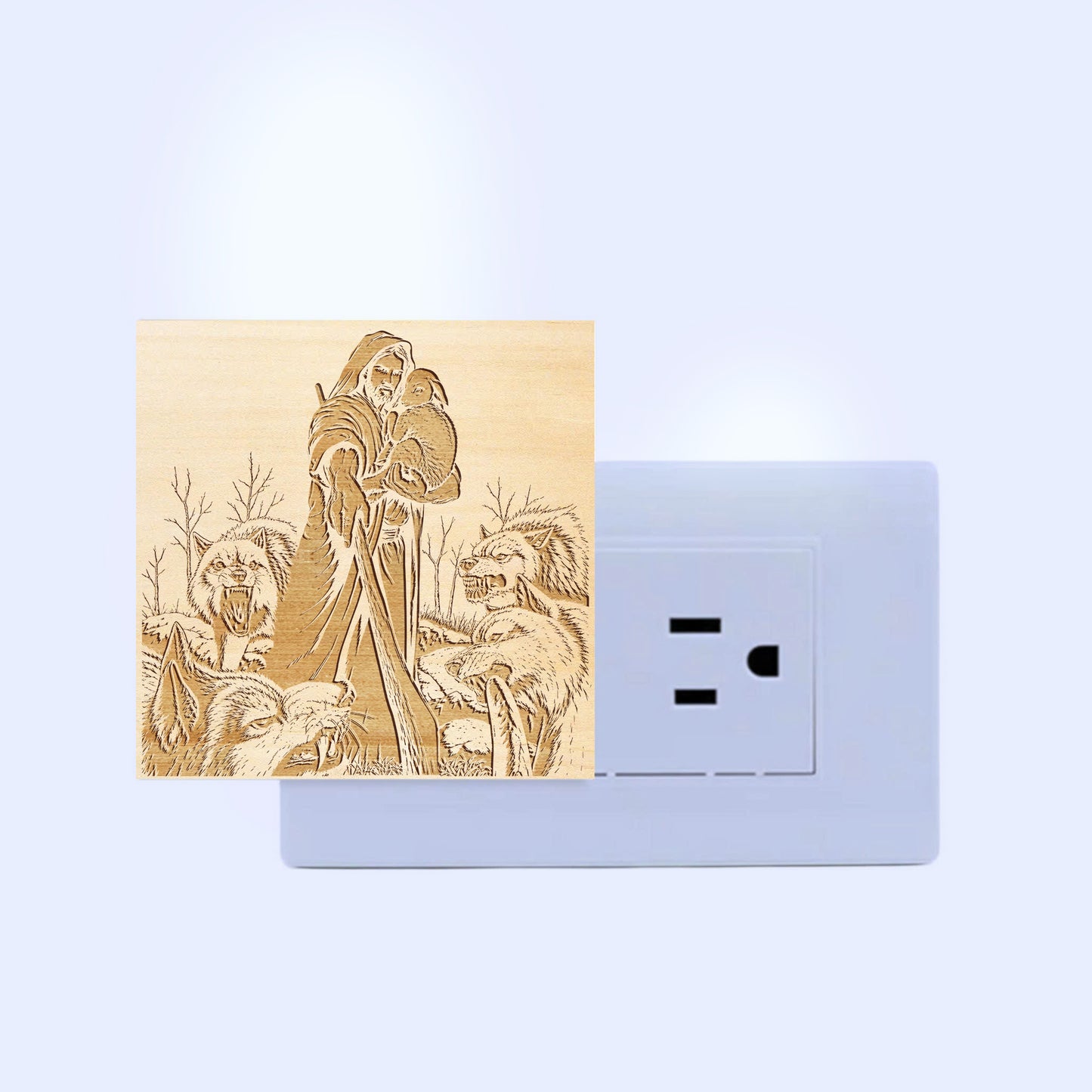 The Good Shepherd Engraved Wooden LED Night Light - NLG0018