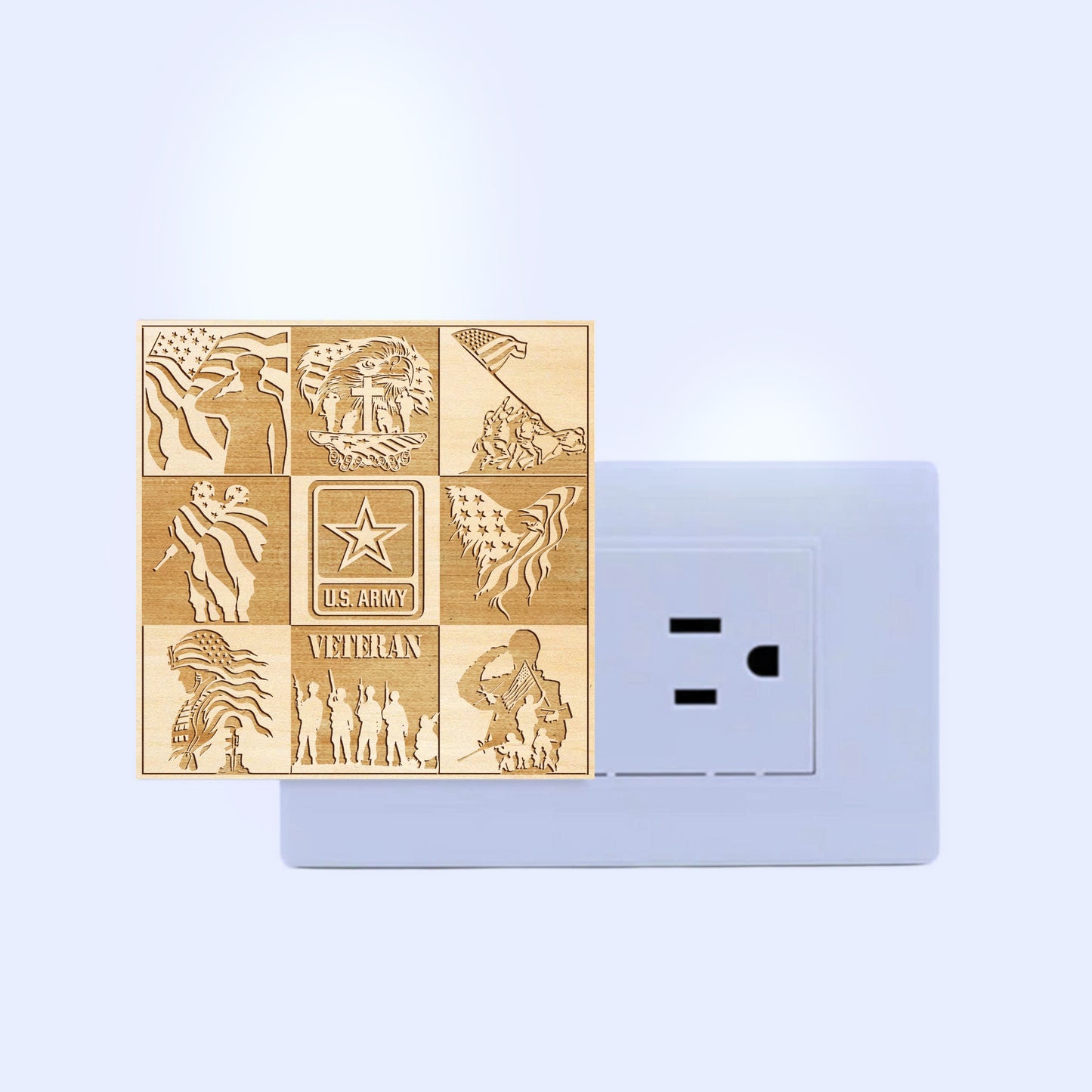 Army Veteran | Artistic Engraved Wooden LED Night Light, NLV0020