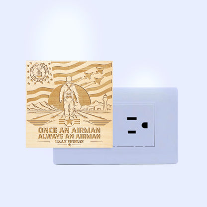 Air Force Veteran | Once an Airman - Always an Airman | Artistic Engraved Wooden LED Night Light, NLV0034