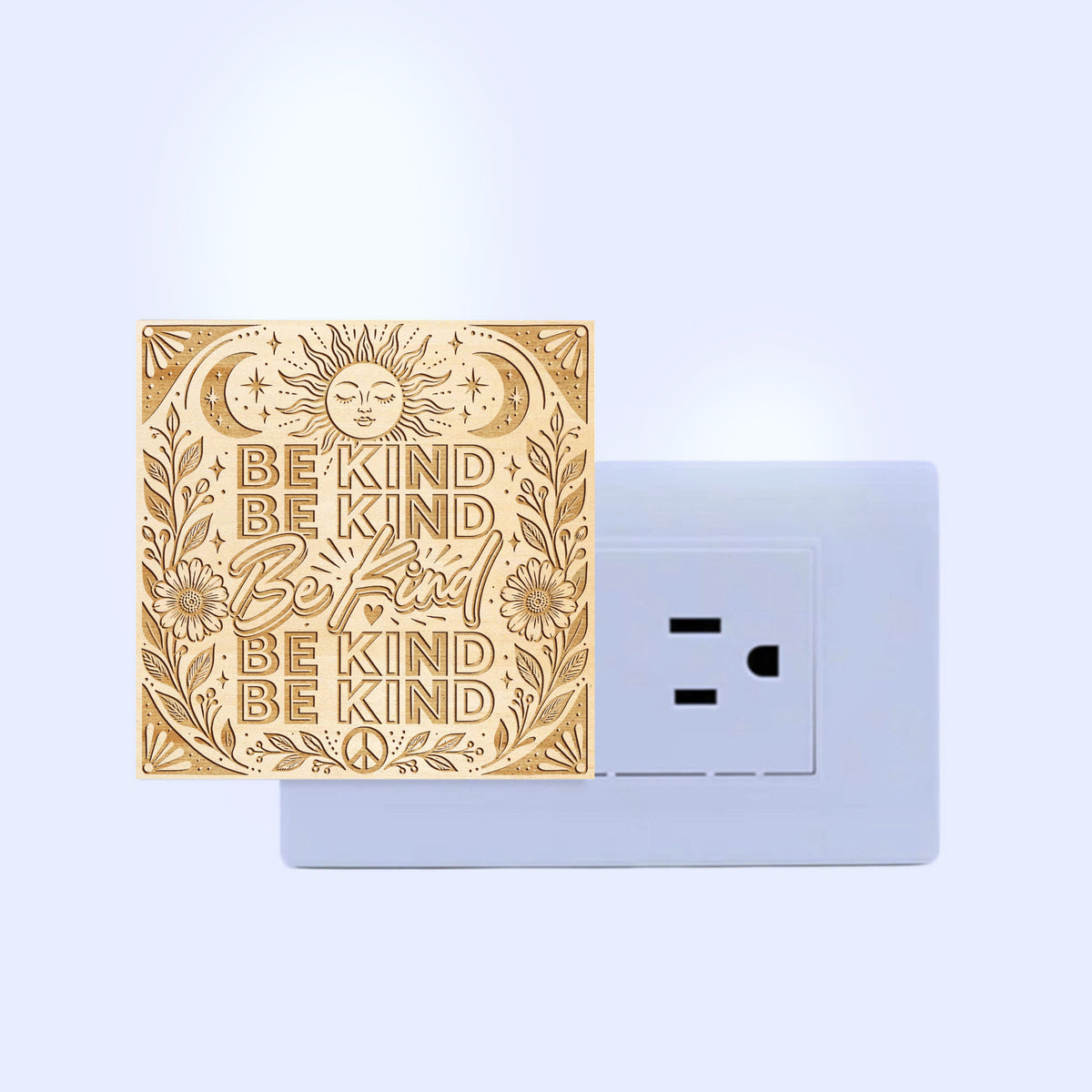 BE KIND, Artistic Engraved Wooden LED Night Light, PH0012