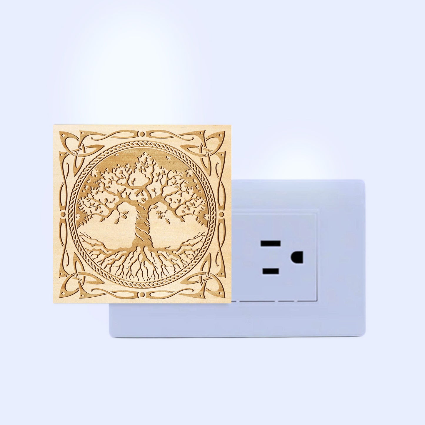 Yggdrasil Engraved Wooden LED Night Light - NLVK0012