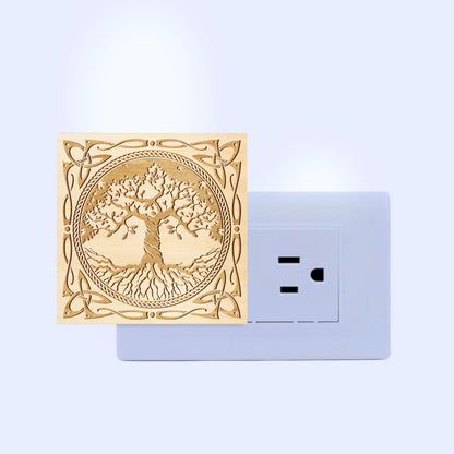 Yggdrasil Engraved Wooden LED Night Light - NLVK0012