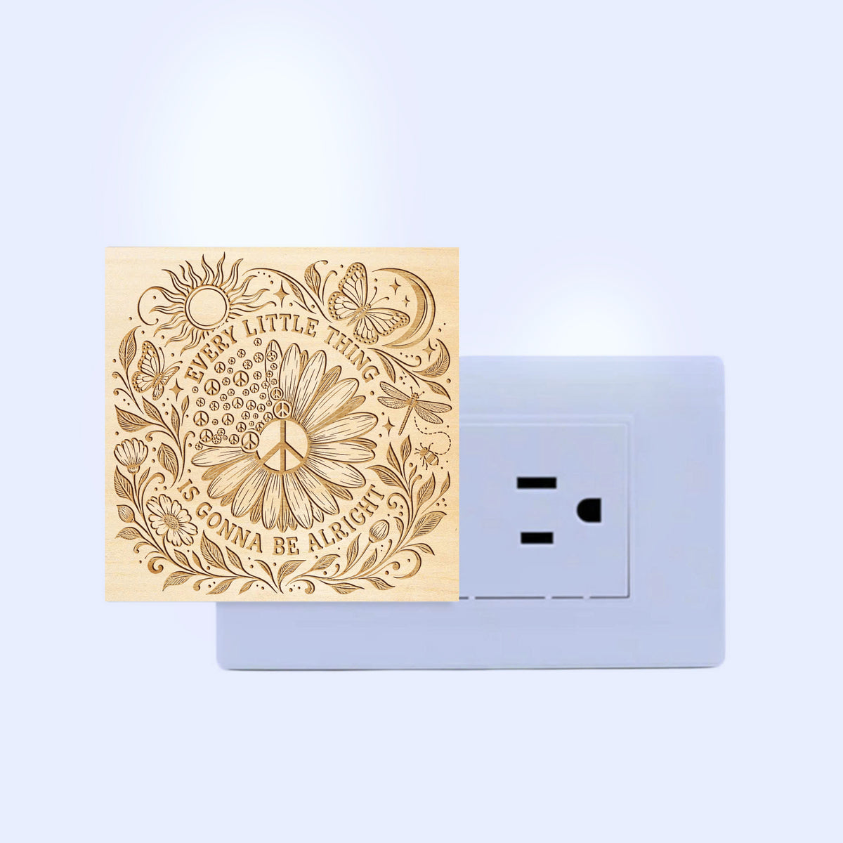 Every Little Thing is Gonna Be Alright, Artistic Engraved Wooden LED Night Light, PH0018