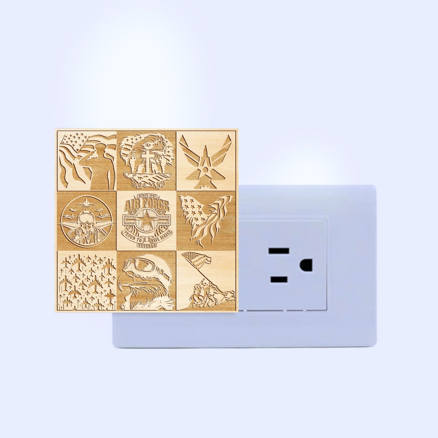 Air Force Veteran | Artistic Engraved Wooden LED Night Light, NLV0022