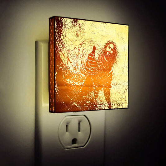 Jesus Saves Engraved Wooden LED Night Light - NLG0014