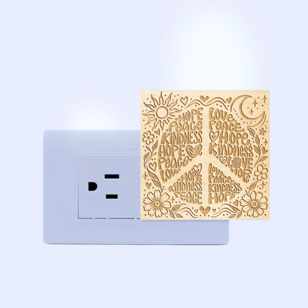 HOPE • PEACE • LOVE • KINDNESS – Hippie Wooden Night Light, PH0020