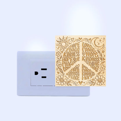 HOPE • PEACE • LOVE • KINDNESS – Hippie Wooden Night Light, PH0020