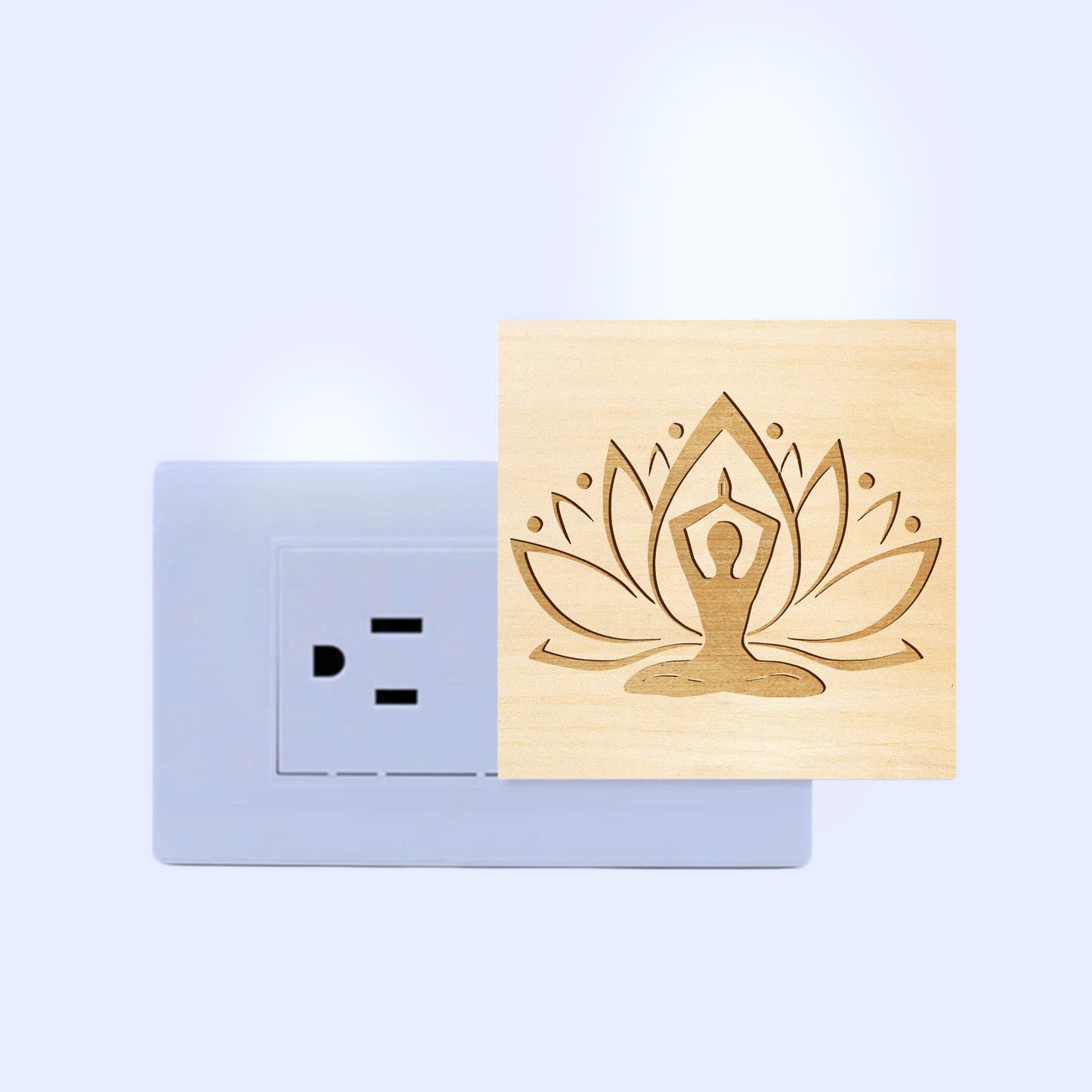 Lotus Peace Yoga Lover Engraved Wooden LED Night Light - NLYG0006