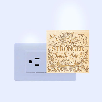 STRONGER Than The Storm, Artistic Engraved Wooden LED Night Light, PH0019