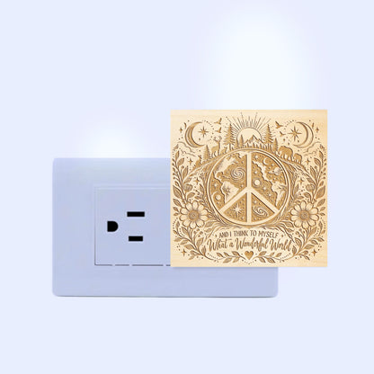 And I Think to Myself What a Wonderful World, Artistic Engraved Wooden LED Night Light, PH0014