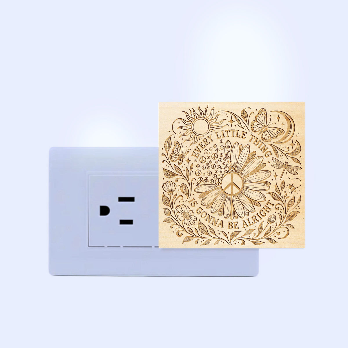 Every Little Thing is Gonna Be Alright, Artistic Engraved Wooden LED Night Light, PH0018