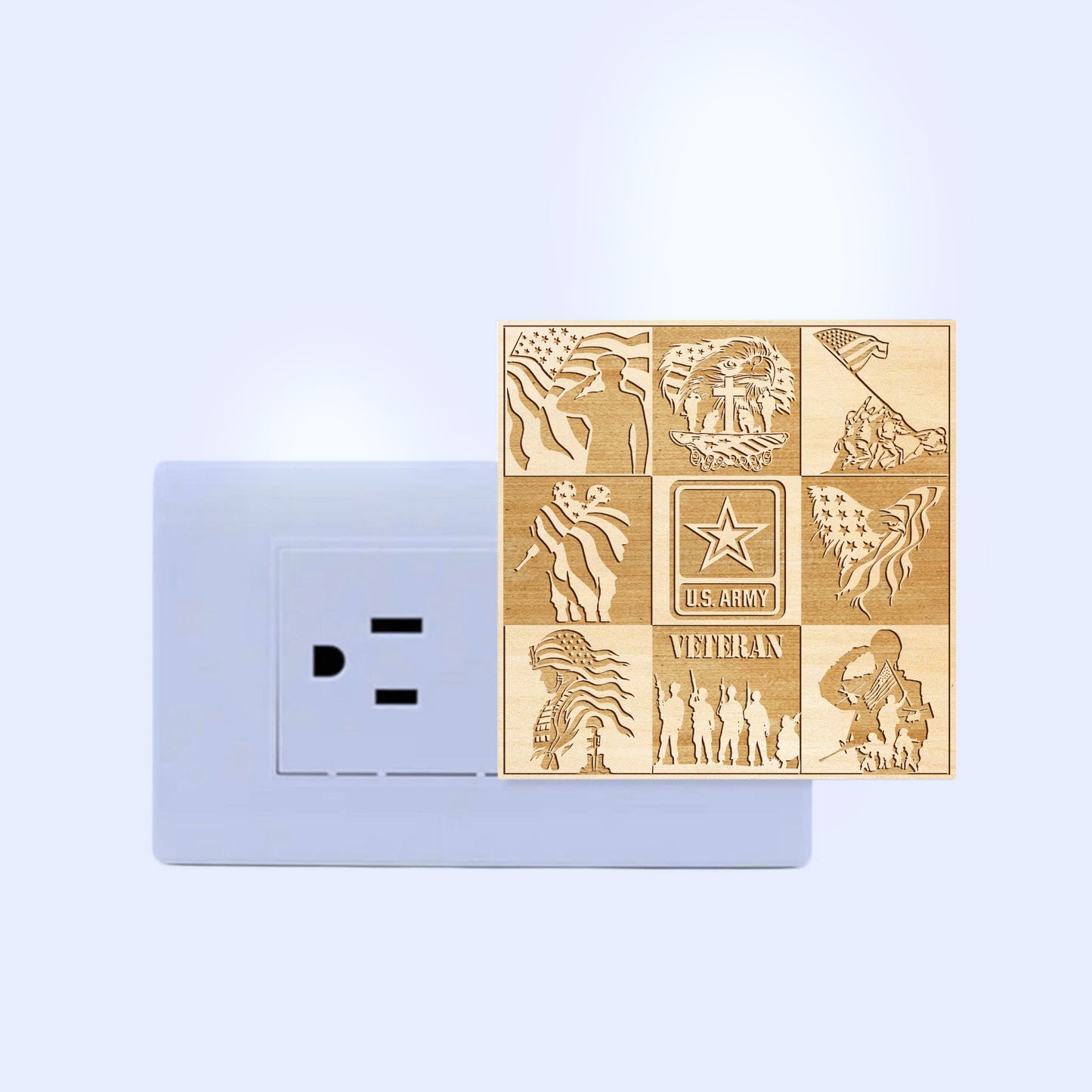 Army Veteran | Artistic Engraved Wooden LED Night Light, NLV0020