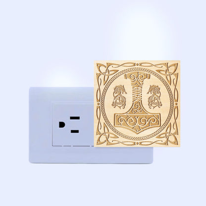 The Legendary Mjölnir Engraved Wooden LED Night Light - NLVK0019