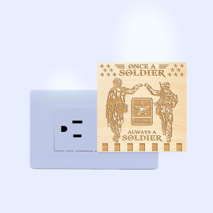Army Veteran | Once a Soldier, Always a Soldier | Artistic Engraved Wooden LED Night Light, NLV0018A