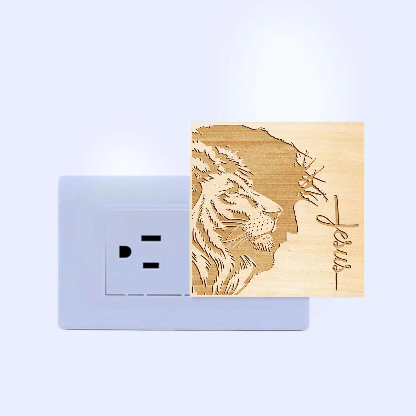 Lion of Judah Engraved Wooden LED Night Light - NLG0009