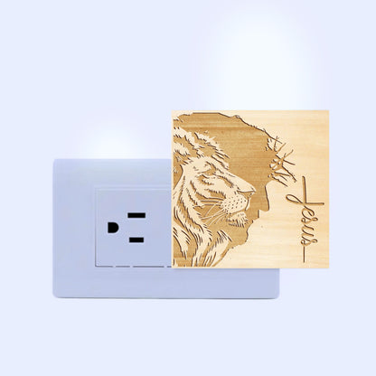 Lion of Judah Engraved Wooden LED Night Light - NLG0009