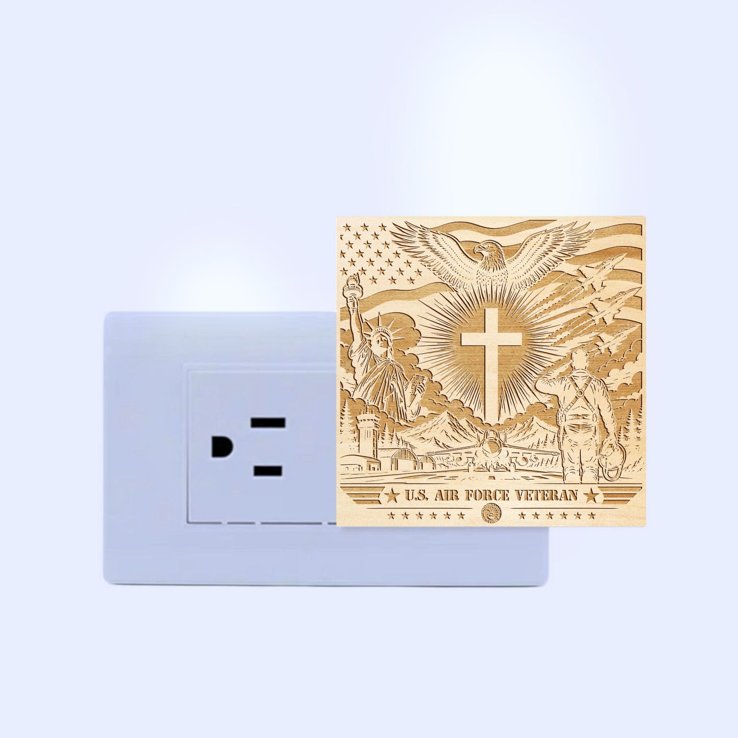 Air Force Veteran | Special Edition | Artistic Engraved Wooden LED Night Light, NLV0035