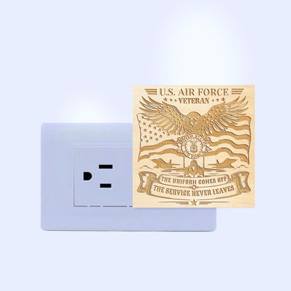 Air Force Veteran | The Uniform Comes Off - The Service Never Leaves | Artistic Engraved Wooden LED Night Light, NLV0033