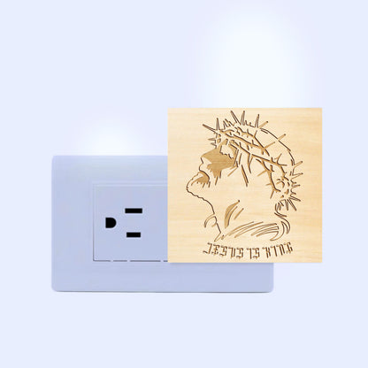 Jesus is King Artisan Engraved Wooden LED Night Light - NLG0012