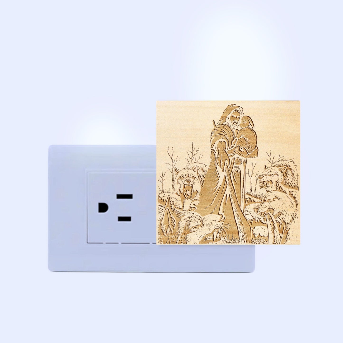 The Good Shepherd Engraved Wooden LED Night Light - NLG0018