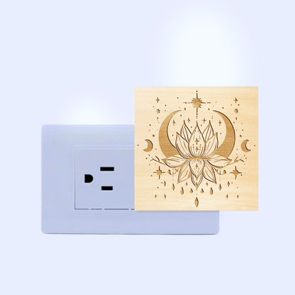 Celestial Lotus Yoga Lover Engraved Wooden LED Night Light - NLYG0007