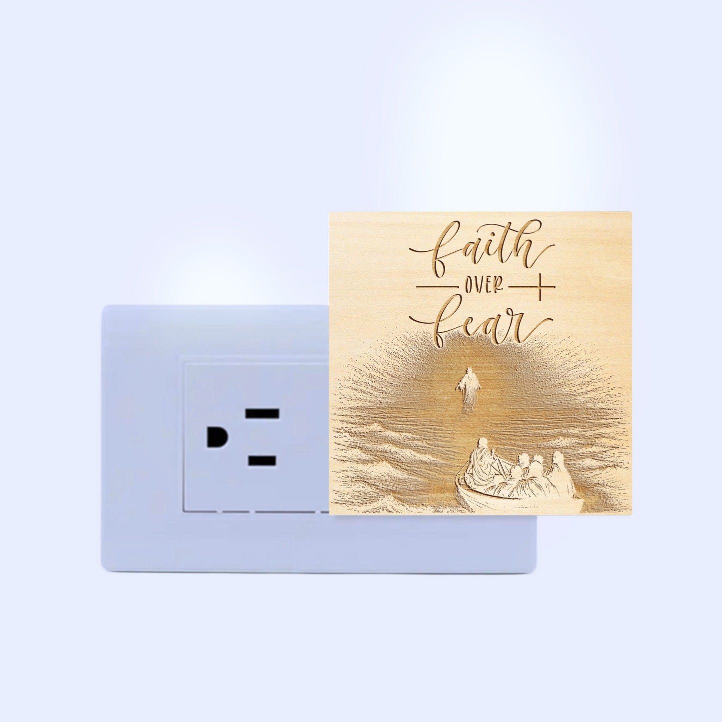 Faith Over Fear Engraved Wooden LED Night Light - NLG0020