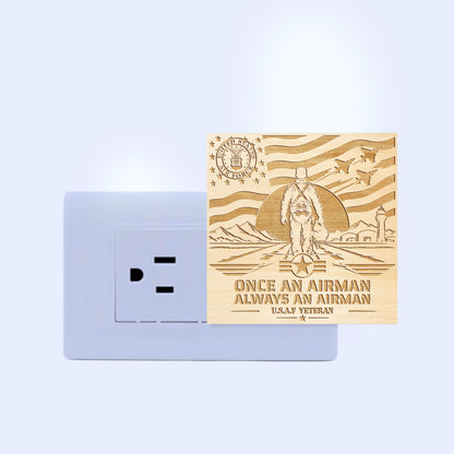 Air Force Veteran | Once an Airman - Always an Airman | Artistic Engraved Wooden LED Night Light, NLV0034